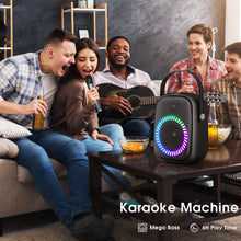 Load image into Gallery viewer, Portable Karaoke Machine with Dual-Mic, Bluetooth, LED Light, FM Radio, IPX6 Splash Proof…
