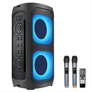 Timo PartyBox T600 Dual 6.5" Woffers Wireless Portable  PA Speaker with 2 Wireless Microphone